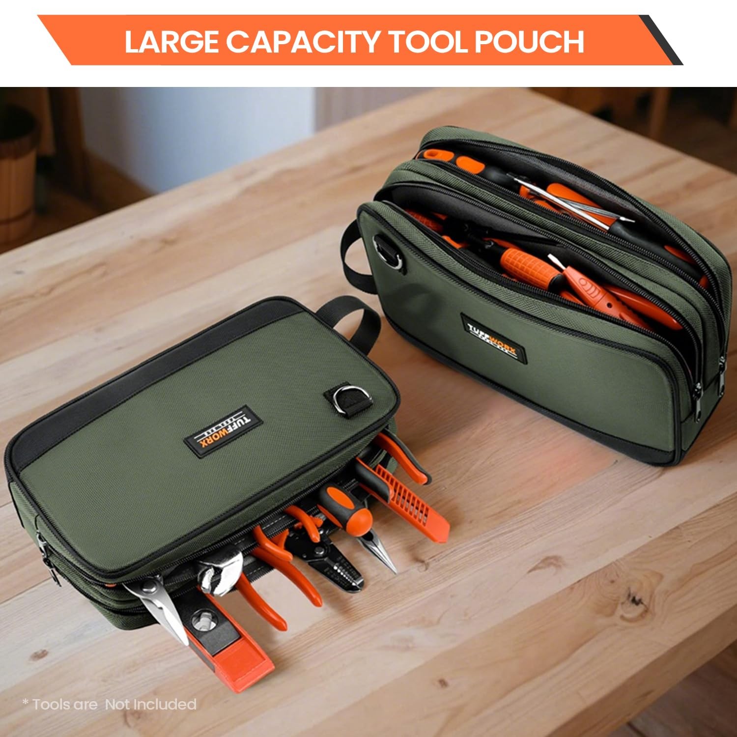 Tool Bag, 12″ Small Tool Pouch Waterproof 600D Dual Compartments Tool Organiz…