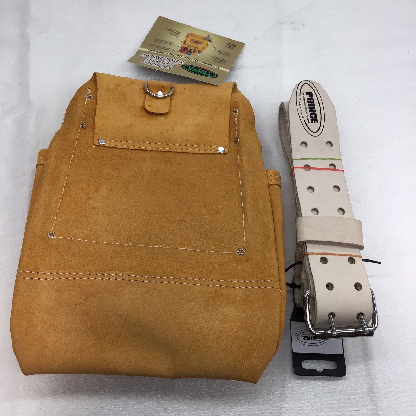 10 Pocket Real Suede Leather Prince Carpenter Nail Tool Pouch with Leather Belt