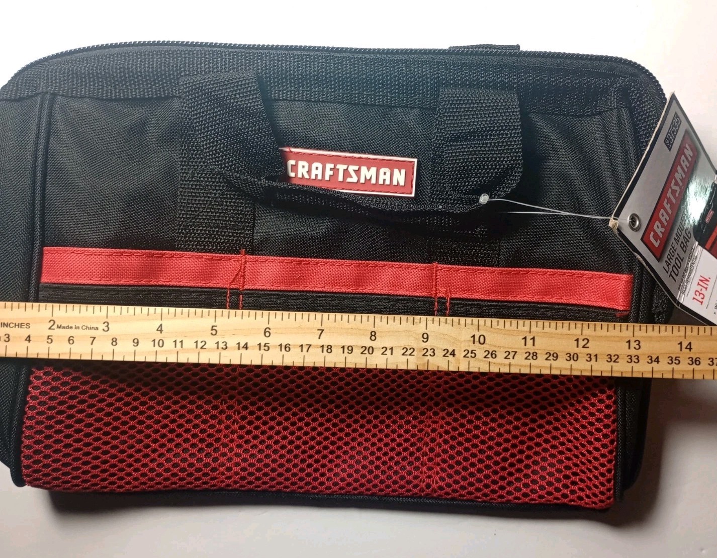 Craftsman 13″ Large Mouth Tool Bag – Black/Red