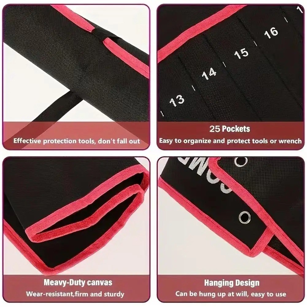 Wrench Roll Organizer 16 Pockets Wrench Pouch Roll up with Water Proof Oxford