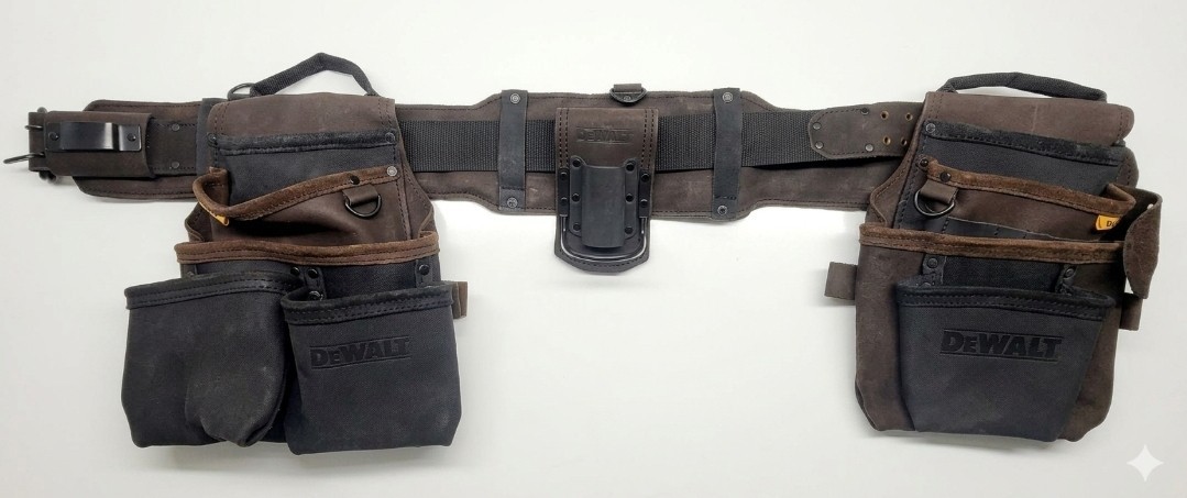 DeWalt DWST550113 Leather Tool Rig Heavy Duty Multiple Pockets Adjustable Belt