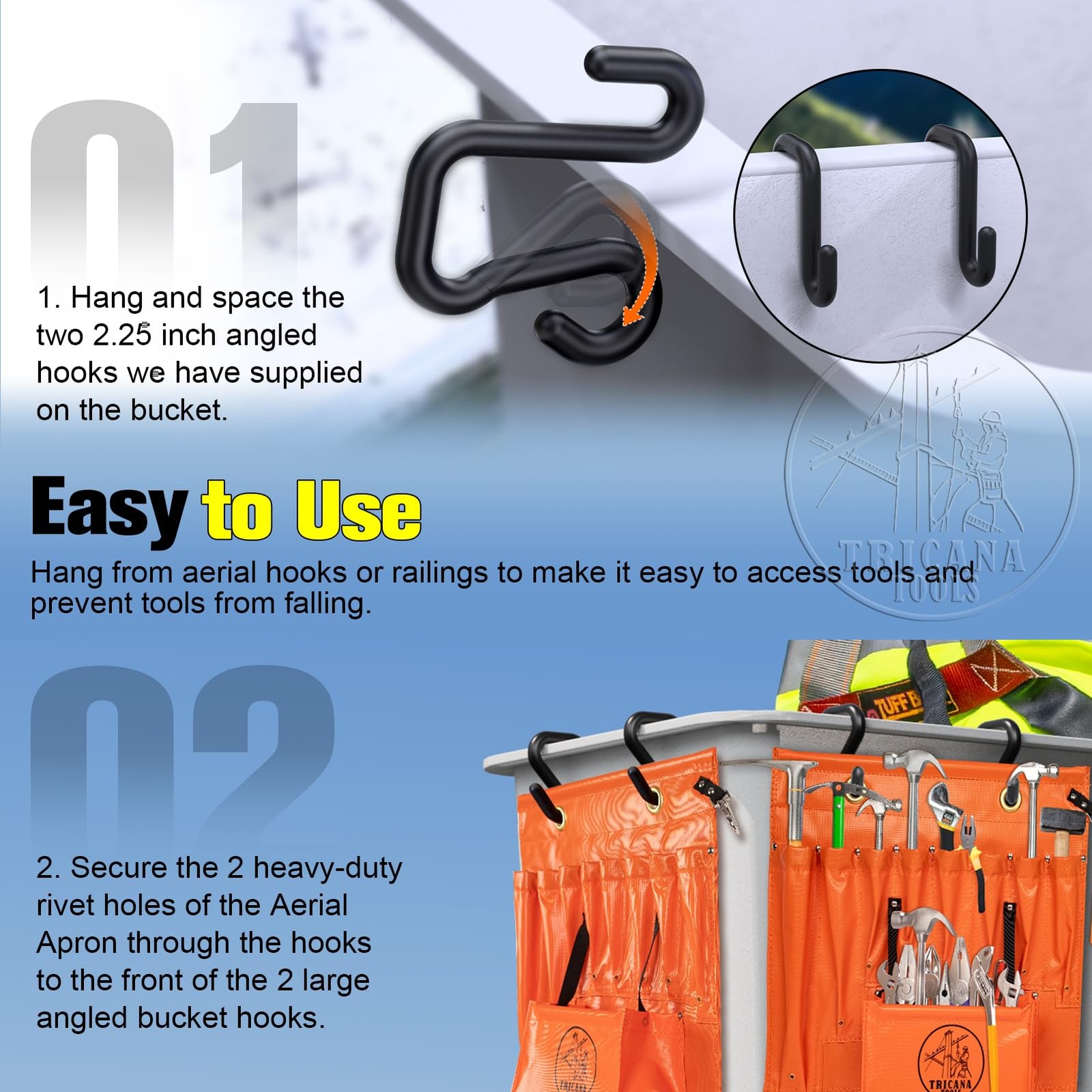 Bucket Truck Tool Organizer Aerial Apron 16 Pockets Lineman Board with 2 Hooks